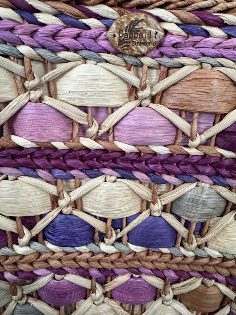 Cappelli Straworld Multicolor Woven Straw Tote — Purple, Pink & Natural - Picture 7 of 12